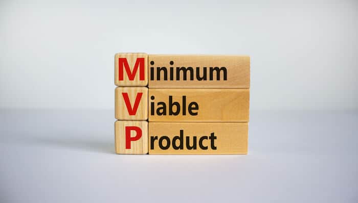 minimum viable product written on wooden blocks