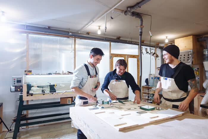 Craftsmen working at a project