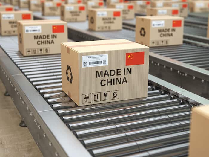 China manufacturing: made in China boxes in a factory
