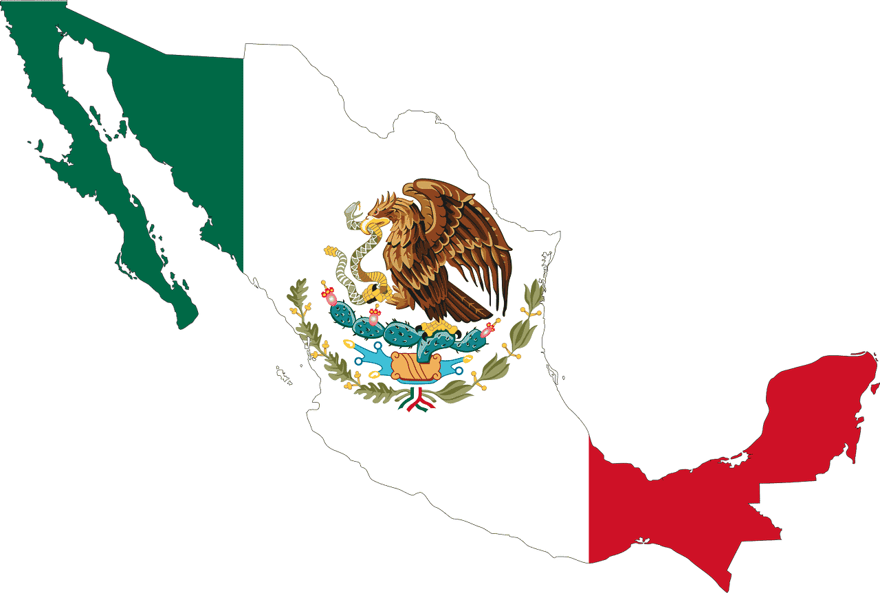 map of mexico with flag