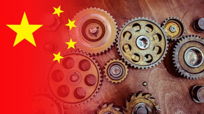 Copper gears and the Chinese flag