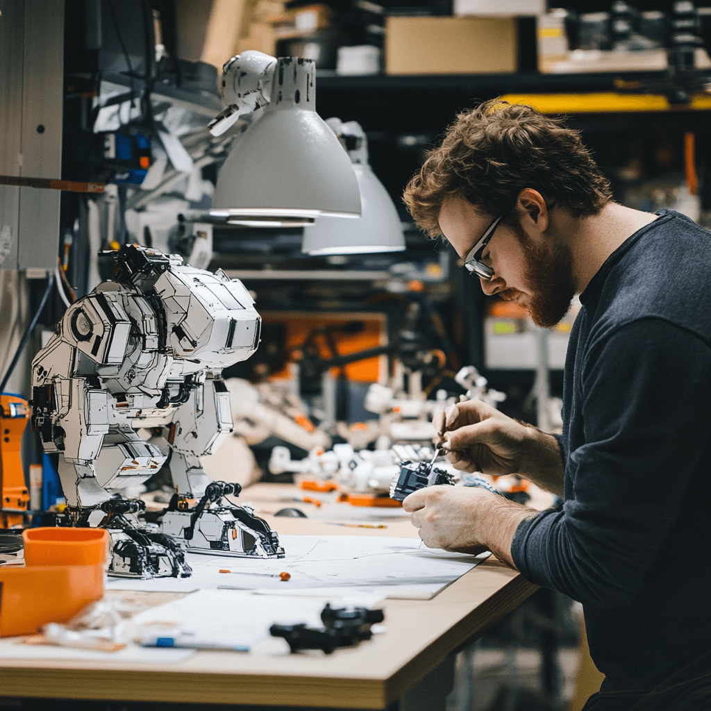 Industrial designer creating a prototype from his desk.