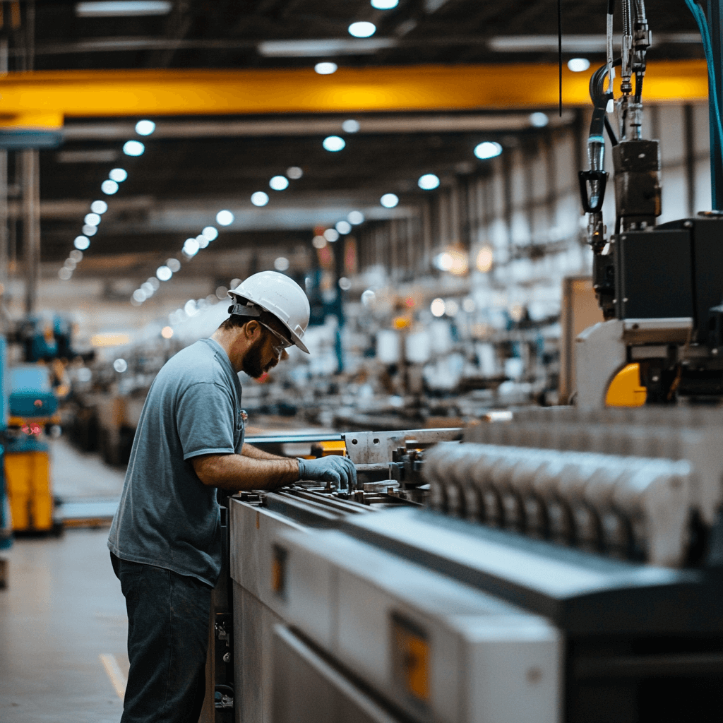 Man in a factoring custom manufacturing a product.