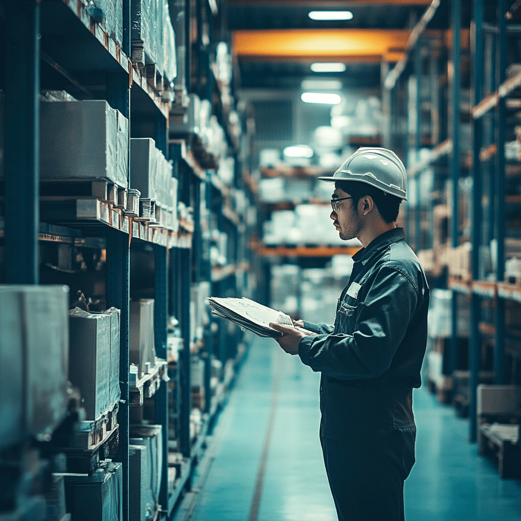 Vendor managing inventory boxes to optimize the supply chain.