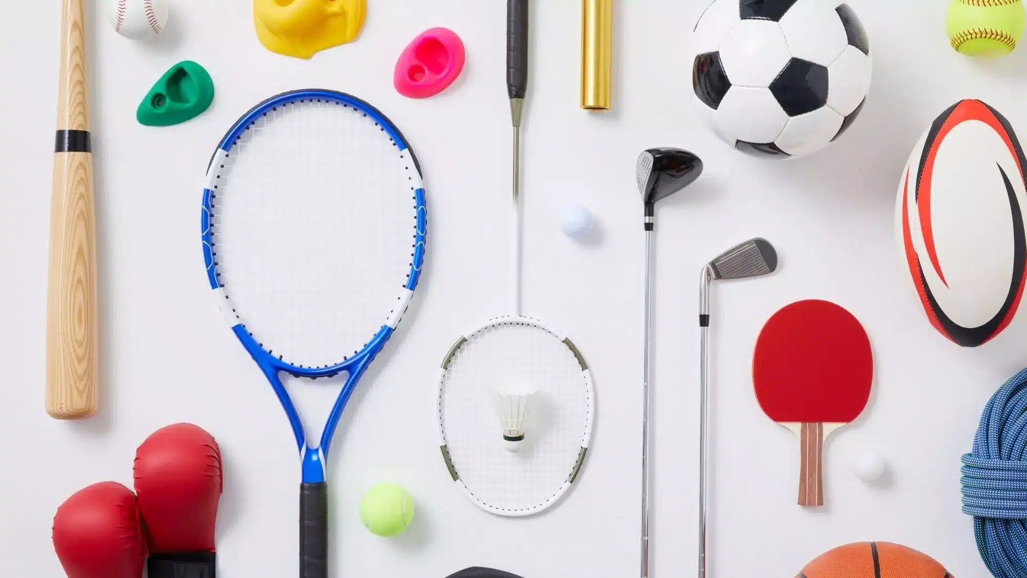 An assortment of white label sporting goods