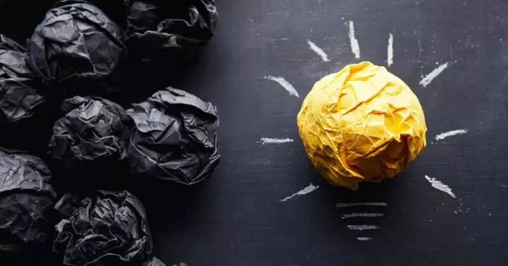 Products that sell represented by a standout idea highlighted among rejected concepts.