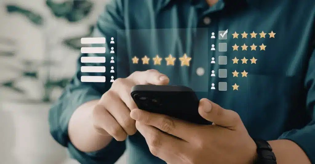 Amazon SEO strategy focused on customer reviews, star ratings, and mobile engagement to improve product rankings