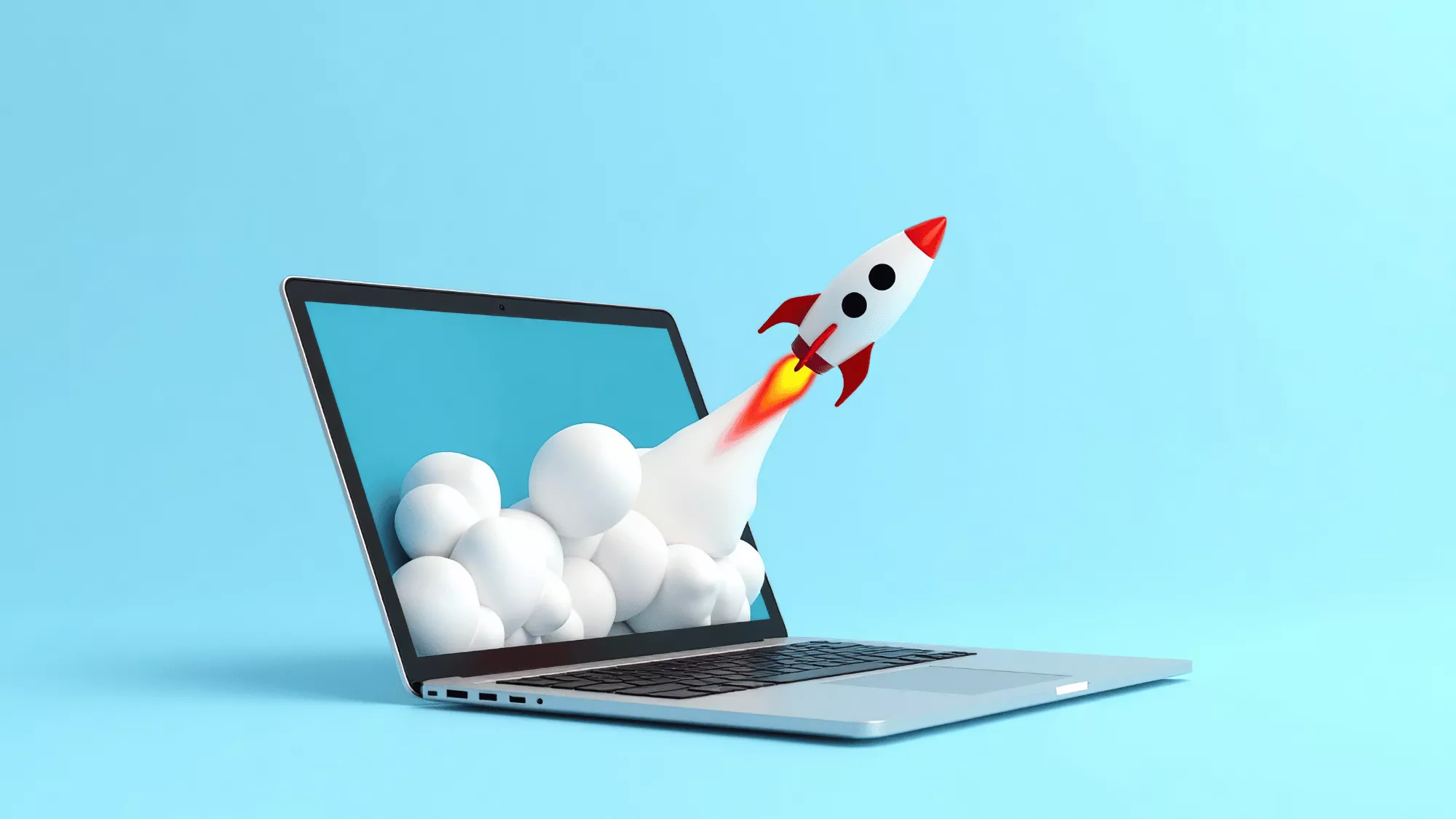 Amazon SEO growth concept with laptop launch graphic, online marketplace acceleration, and product visibility optimization