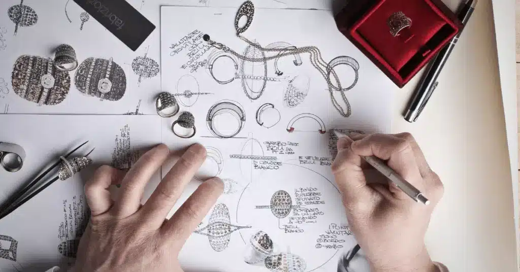 product design insights from jewelry sketches and detailed concept drawings for product development