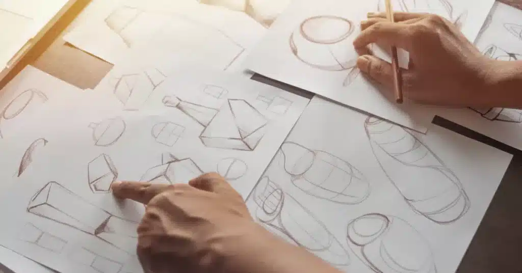 tech pack product design sketches with measurements and concept drawings for manufacturing specifications