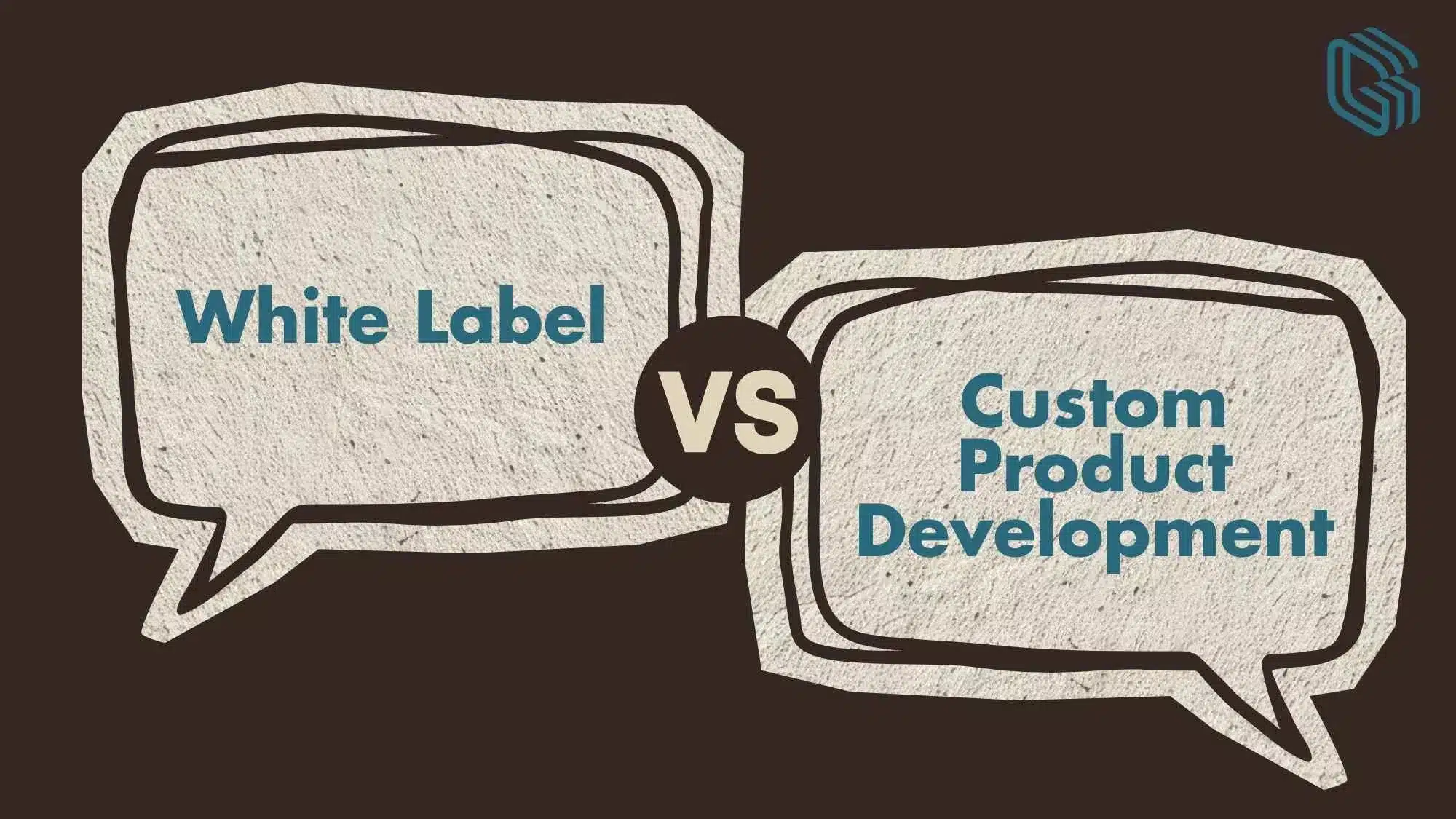 Comparison graphic showing white label products versus custom product development, highlighting the tradeoff between faster market entry and long-term product differentiation.